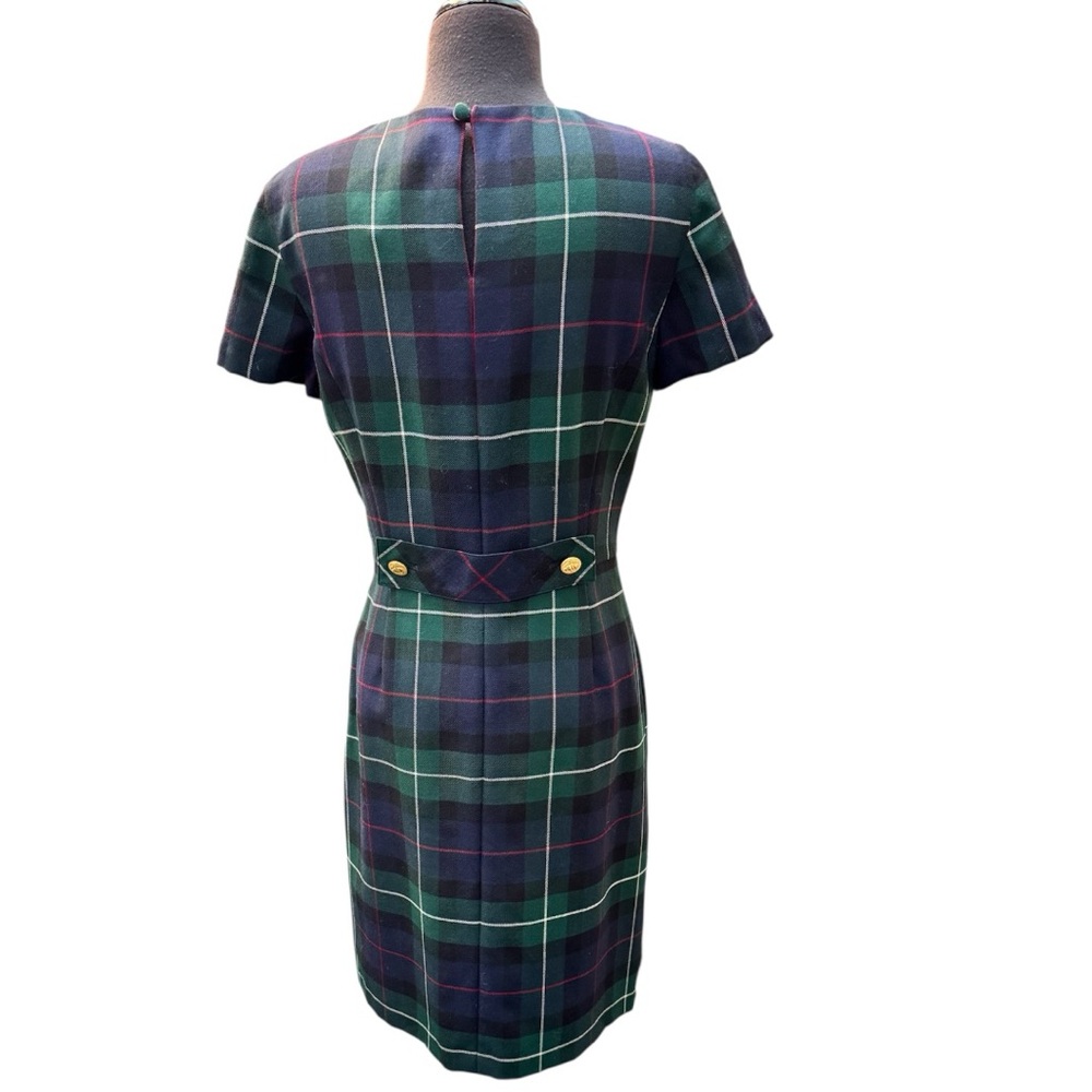 Brooks Brothers Wool Plaid Short Sleeve Sheath Dress - Size 8 - Picture 4 of 8